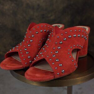 Red Suede studded sandals SZ 8